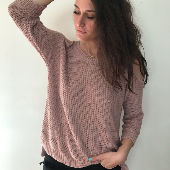 Pink Knit Off Shoulder Sweater - Picture 4 of 4